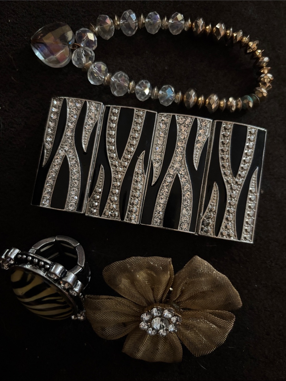 Rhinestone Zebra Statement Clutch - Black & Silver
